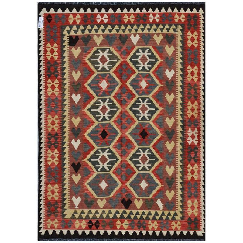 HERAT ORIENTAL Handmade One-of-a-Kind Wool Kilim - 5'8 x 7'9
