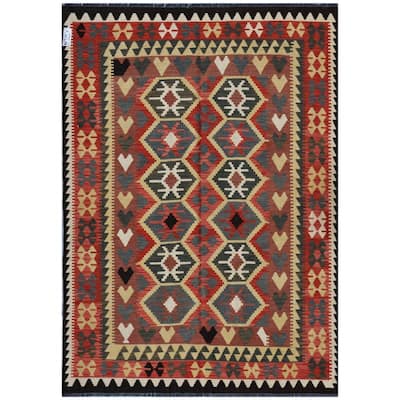 HERAT ORIENTAL Handmade One-of-a-Kind Wool Kilim - 5'8 x 7'9
