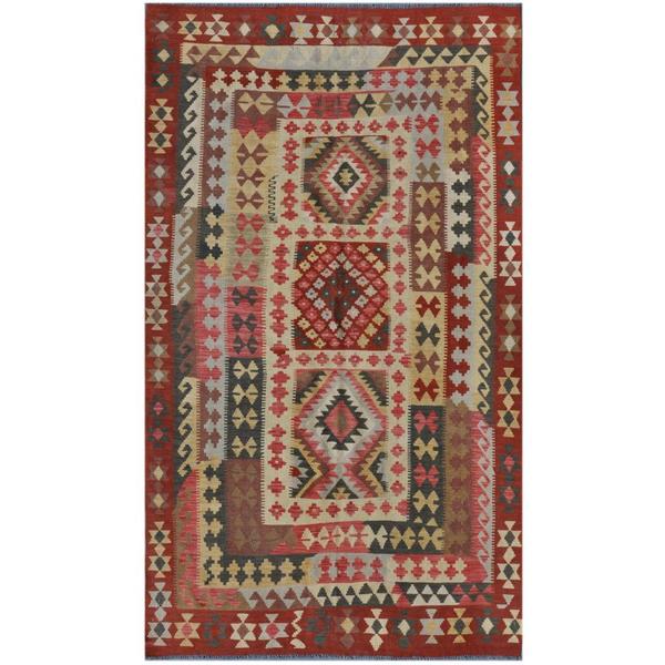 Handmade Herat Oriental Afghan Wool Kilim (Afghanistan) - 5'1 x 8'11