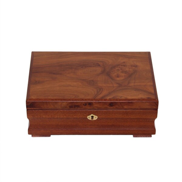 Shop Burl Wood Pattern Locking Jewelry Collection Box Free Shipping