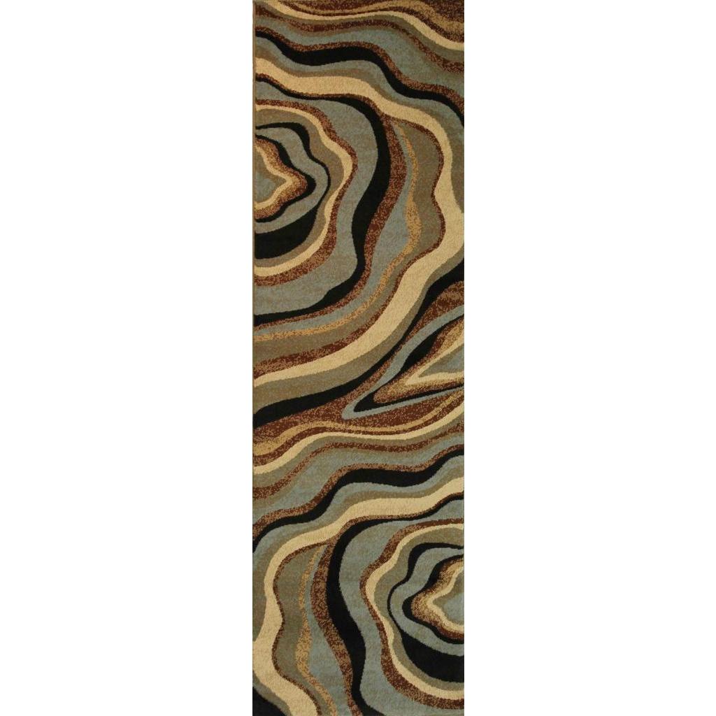 Abstract Waves Multi Blue Runner Rug (23 X 73)