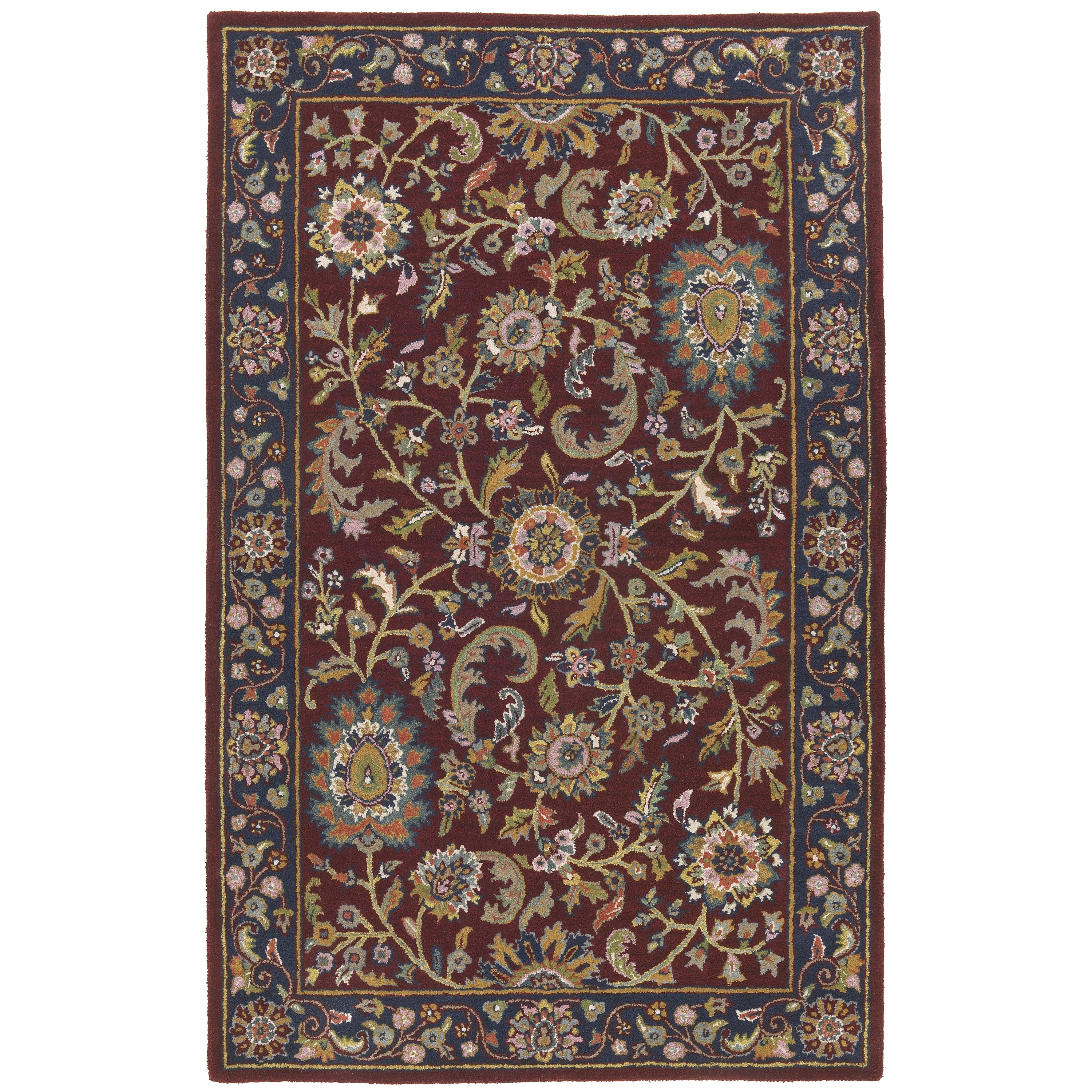 Hand tufted Kashan Navy Wool Rug (5 X 8)