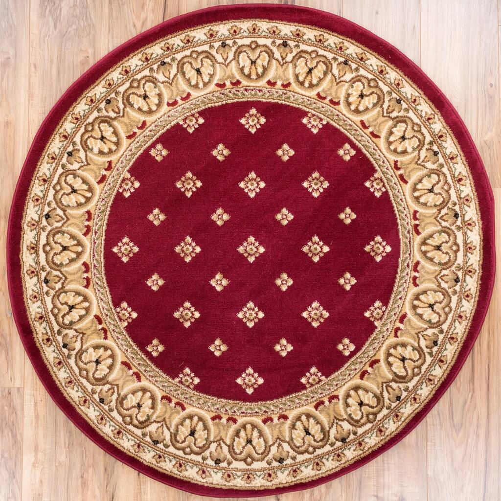 Well Woven Dallas Transitional Border Red Round Area Rug - 5'3
