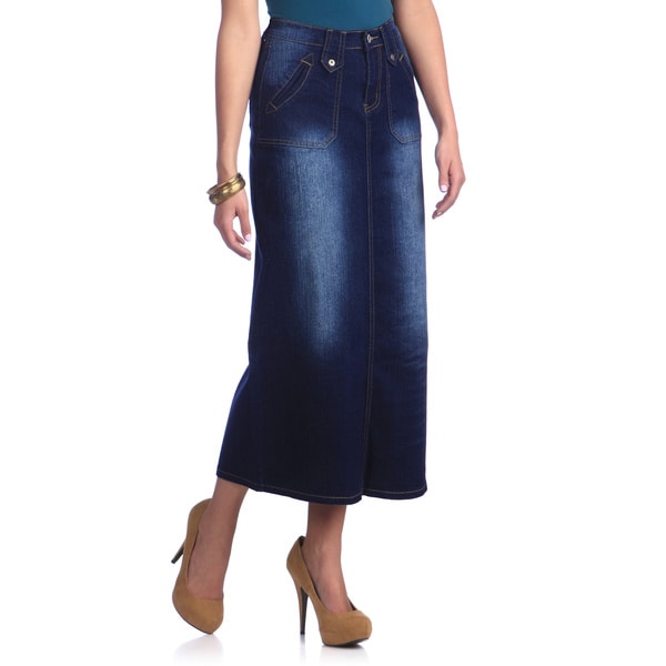 Tabeez Women's Blue Jean Long Skirt - Free Shipping Today - Overstock ...