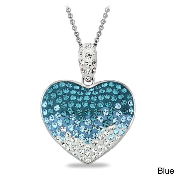 Crystal Ice Crystal Heart Necklace With Swarovski Elements On Sale Overstock Blue