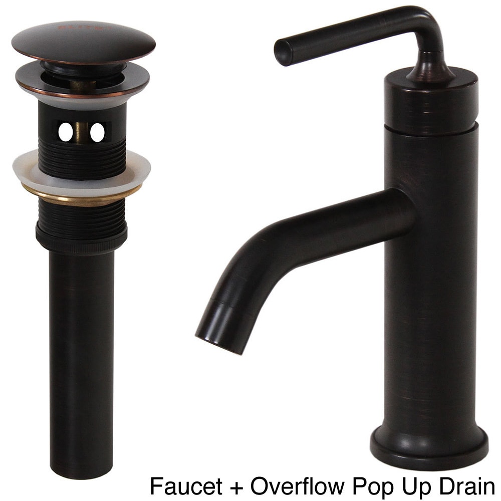 Elite Single Handle Oil Rubbed Bronze Bathroom Sink Faucet With Pop up Drain