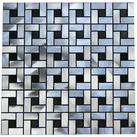 Black and Silver Aluminum 12-inch Square Wall Tiles