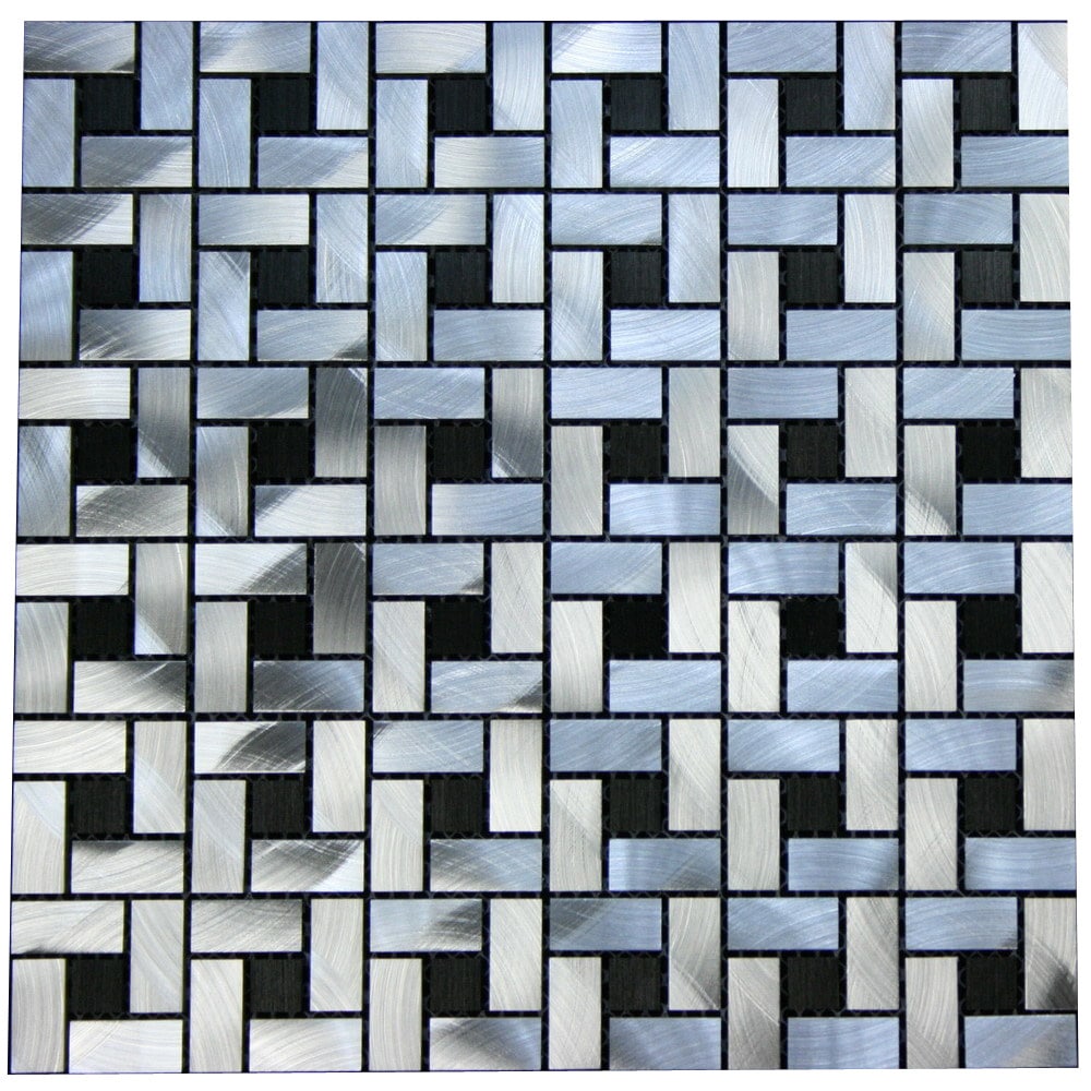 Black And Silver Aluminum 12 inch Square Wall Tiles