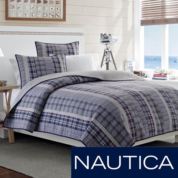 Nautica Tiller Cotton Reversible Quilt and Sham Separates Nautica Quilts