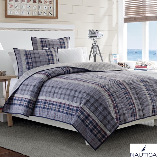 Nautica Tiller Cotton Reversible Quilt and Sham Separates Nautica Quilts