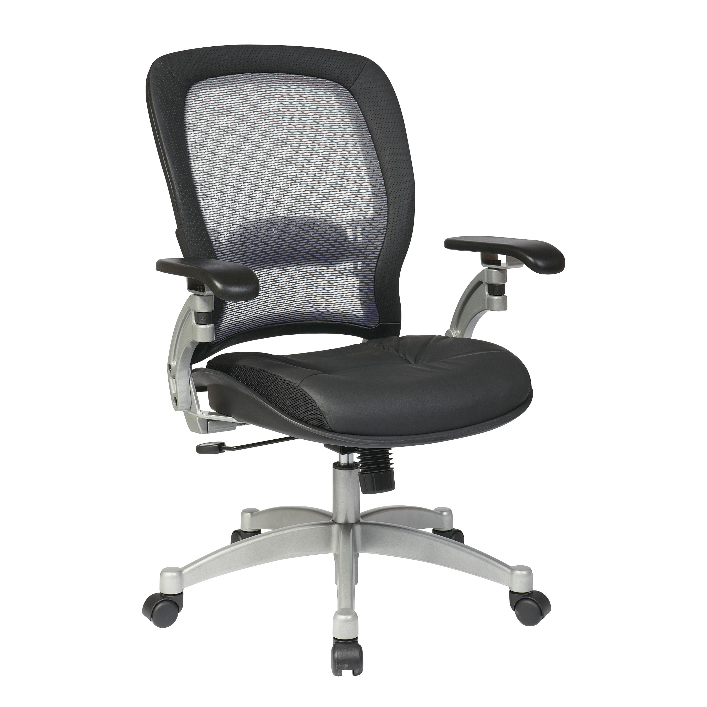 Space 36 Series Ergonomic Padded Leather Seat (Grey and black Dimensions 44 inches high x 27.5 inches wide x 27 inches deepSeat size 20 inches wide x 20 inches deepBack size 22 inches high x 21 wideSeat height 22.5 inchesWeight capacity 250 poundsMod