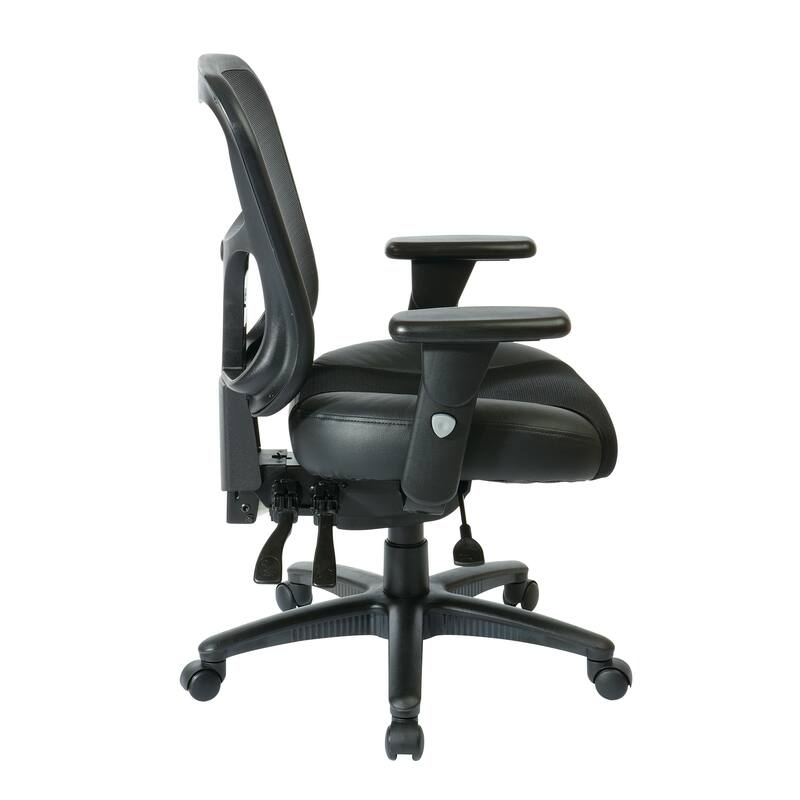 High-Back Office Chair with Leather and Mesh Seat,