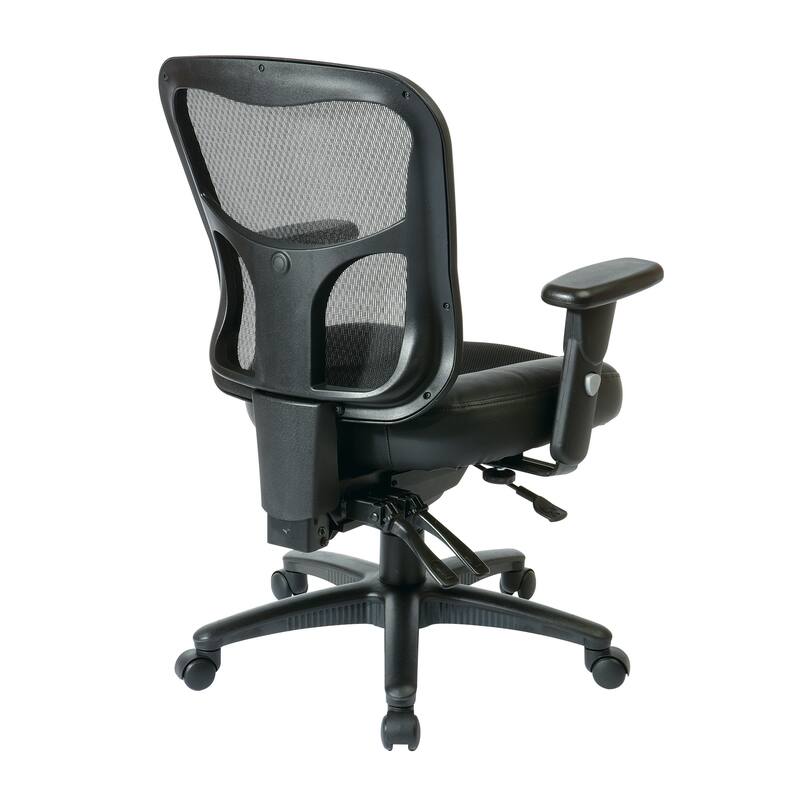 High-Back Office Chair with Leather and Mesh Seat,