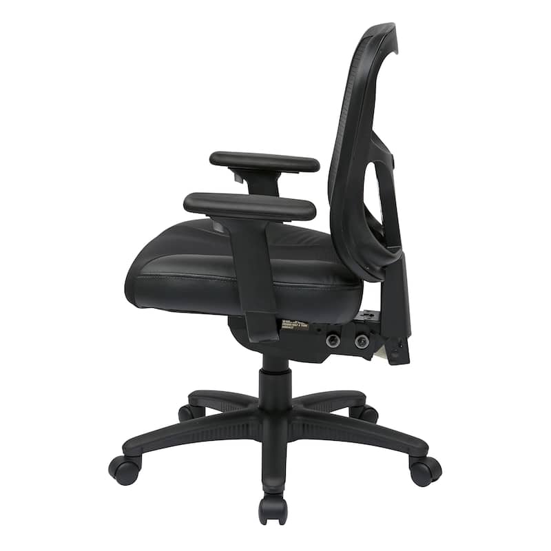 High-Back Office Chair with Leather and Mesh Seat,