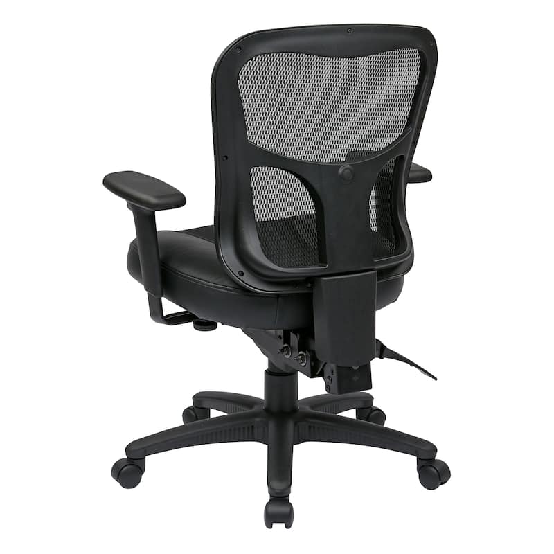 High-Back Office Chair with Leather and Mesh Seat,
