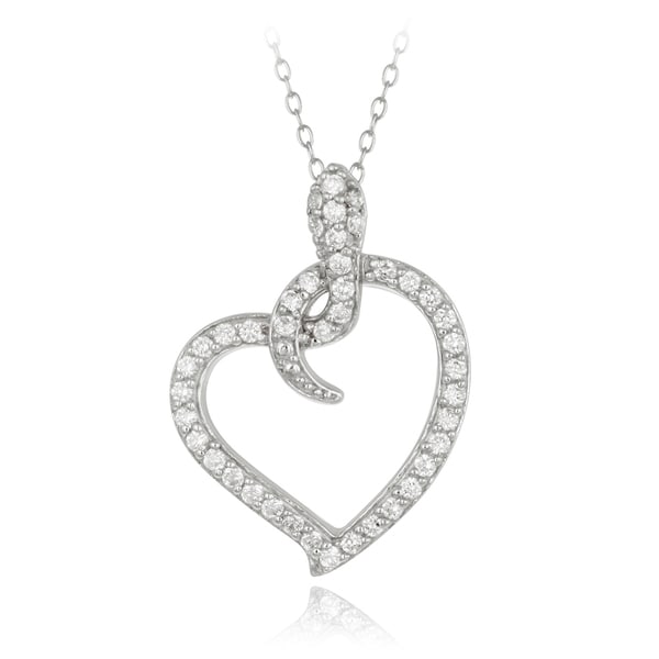 Icz Stonez Sterling Silver Cubic Zirconia Snake Heart Necklace. Opens flyout.