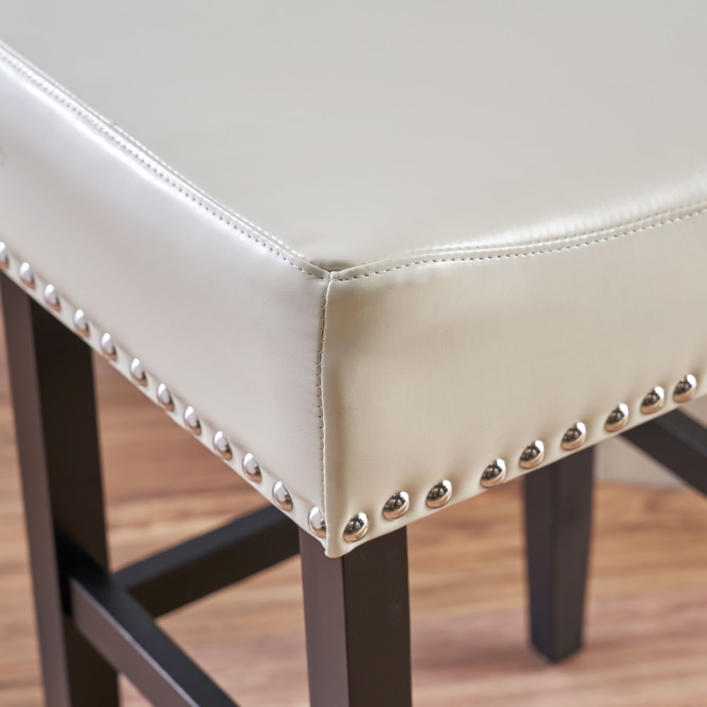 Lisette 26-inch Backless Ivory Leather Counter Stool (Set of 2) by