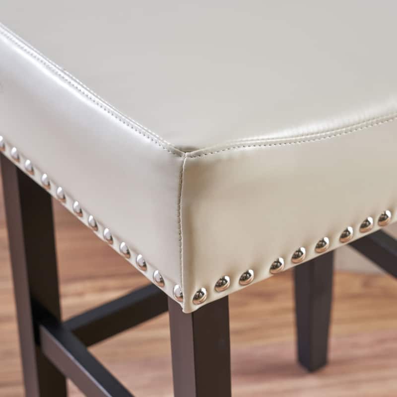 Lisette 26-inch Backless Ivory Leather Counter Stool (Set of 2) by Christopher Knight Home - 18.00" D x 15.50" W x 26.00" H