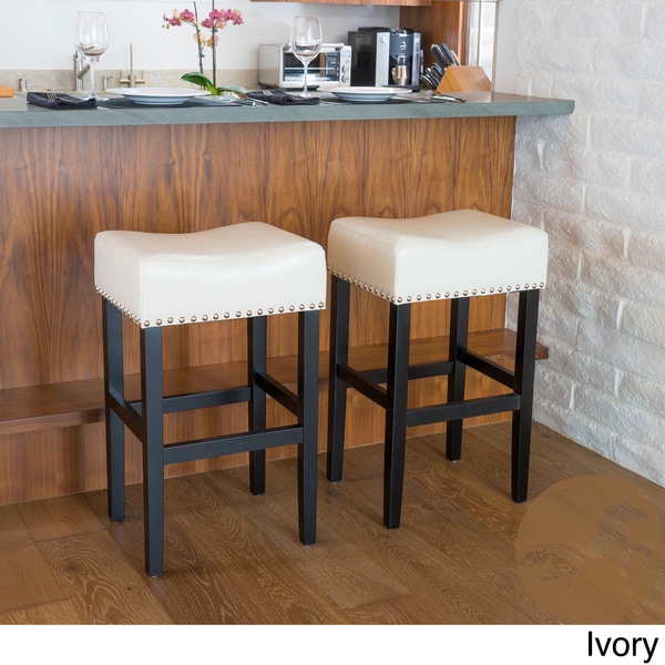 Christopher Knight Home Lisette Backless Leather Bar Stool (Set of 2) Christopher Knight Home Bar Stools