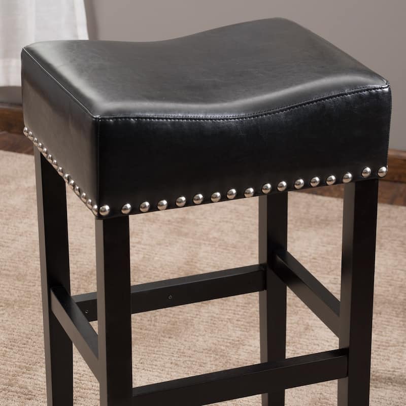 Lisette 30-inch Backless Leather Bar Stool (Set of 2) by Christopher Knight Home