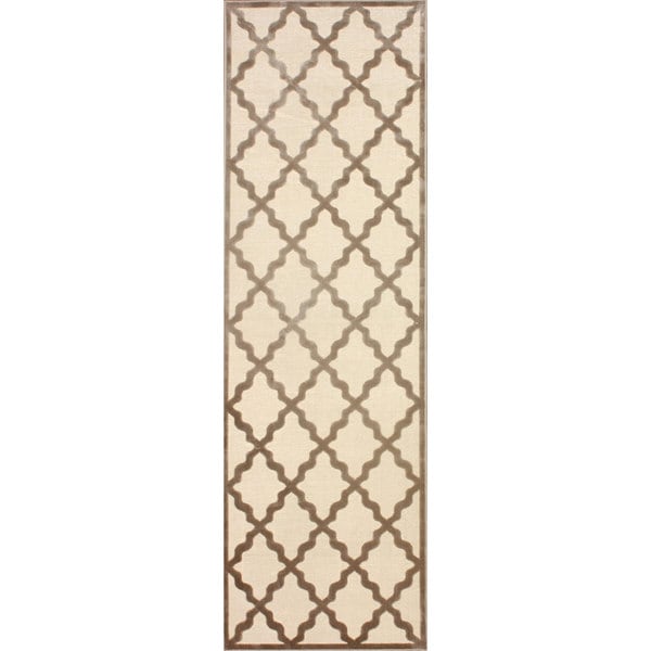 nuLOOM Moroccan Trellis Faux Silk Cream Runner Rug (26 x 8)