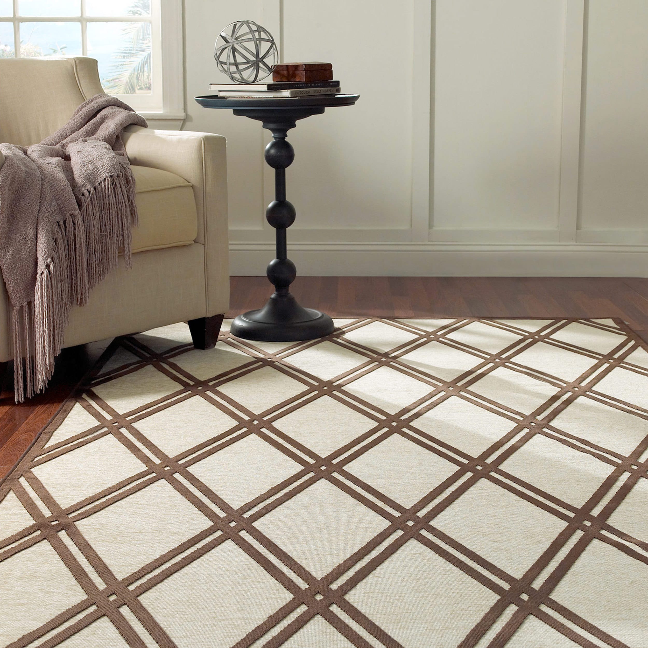 Nuloom Shadow Lattice Faux Silk Brown Rug (77 X 10)