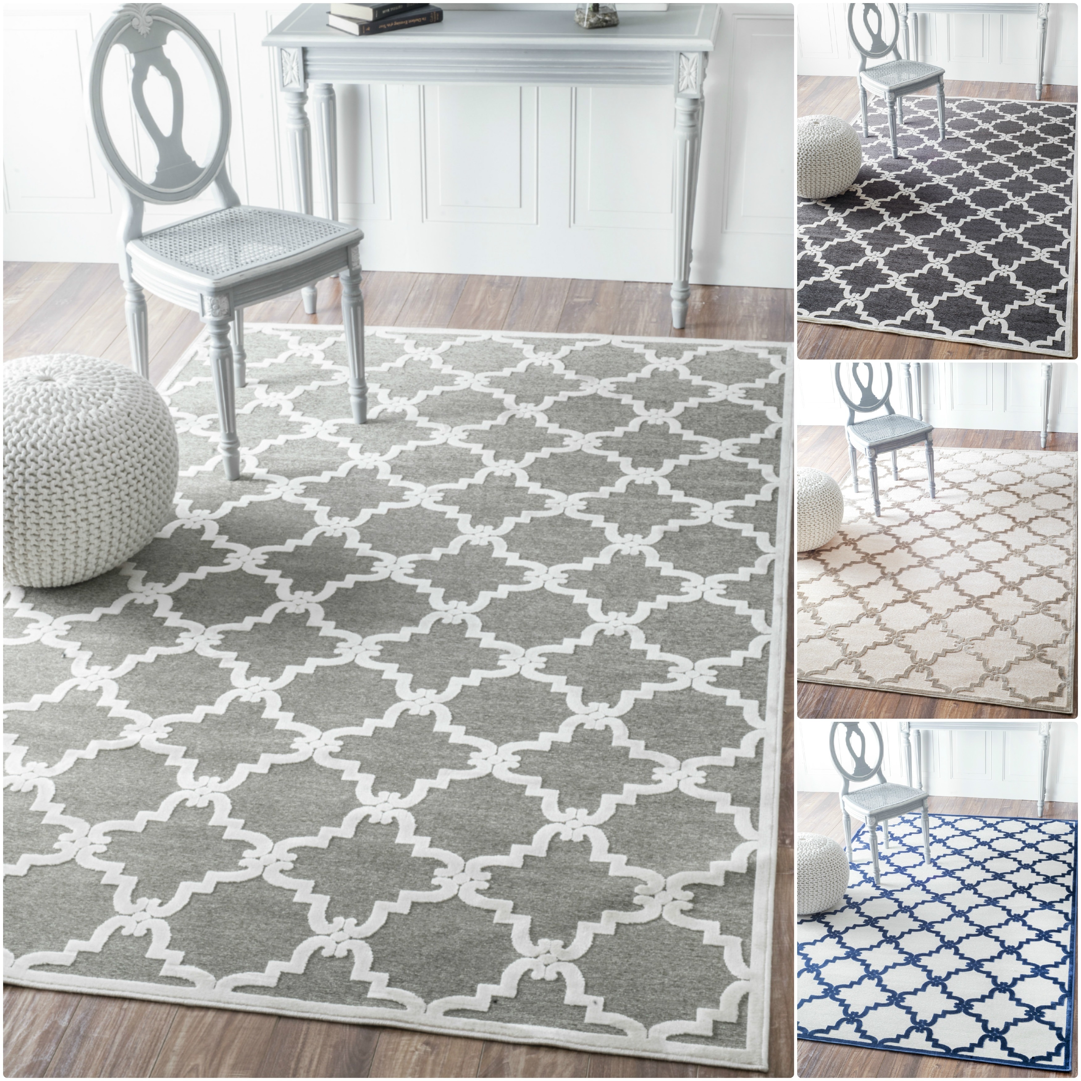 Nuloom Modern Trellis Grey Faux Silk Rug (9 X 127)