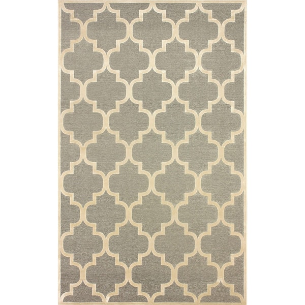 nuLOOM Modern Abstract Trellis Gray Faux silk Rug (9' x 12'7) Nuloom 7x9   10x14 Rugs