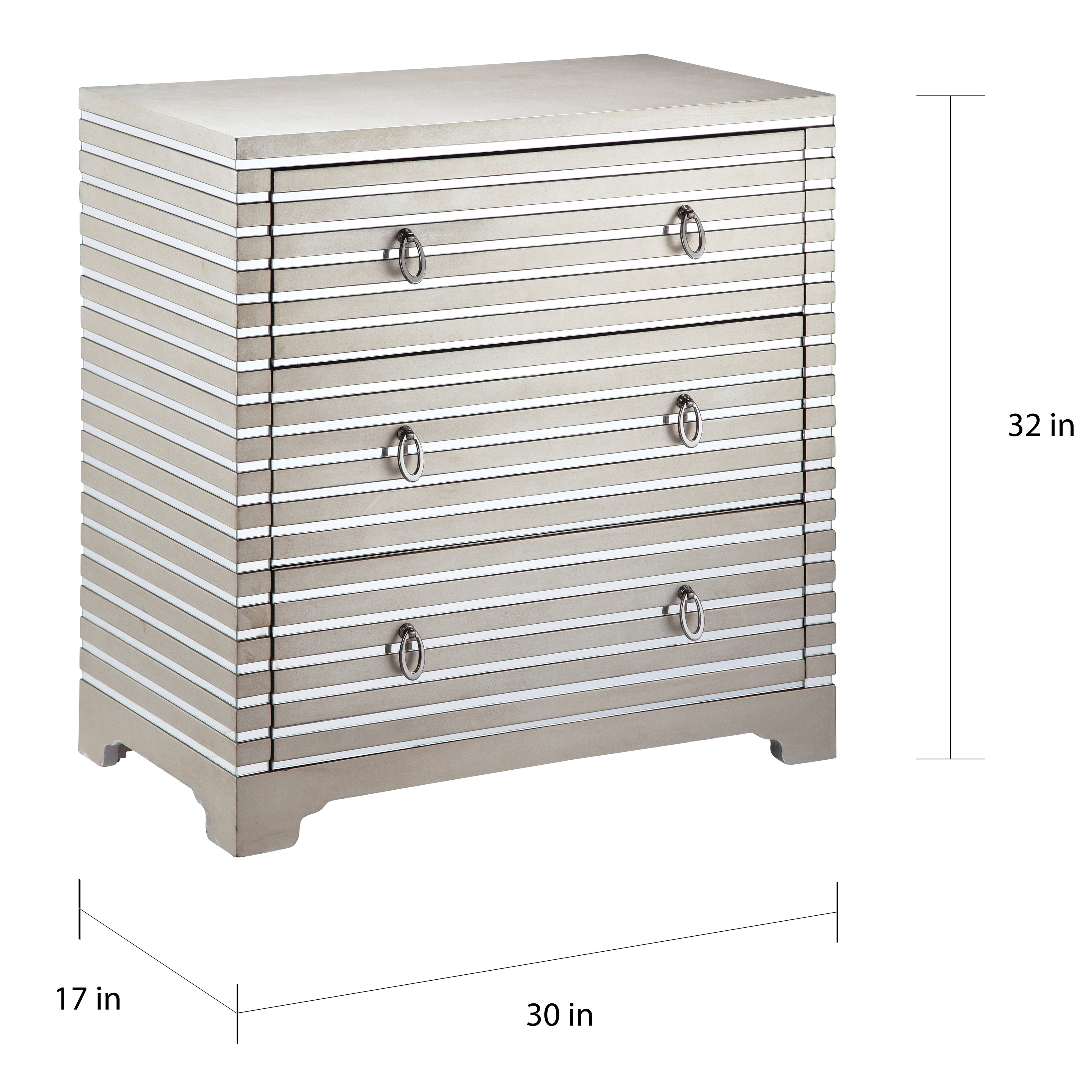 Shop Foxy 3 Drawer Mirrored Stripe Accent Chest On Sale
