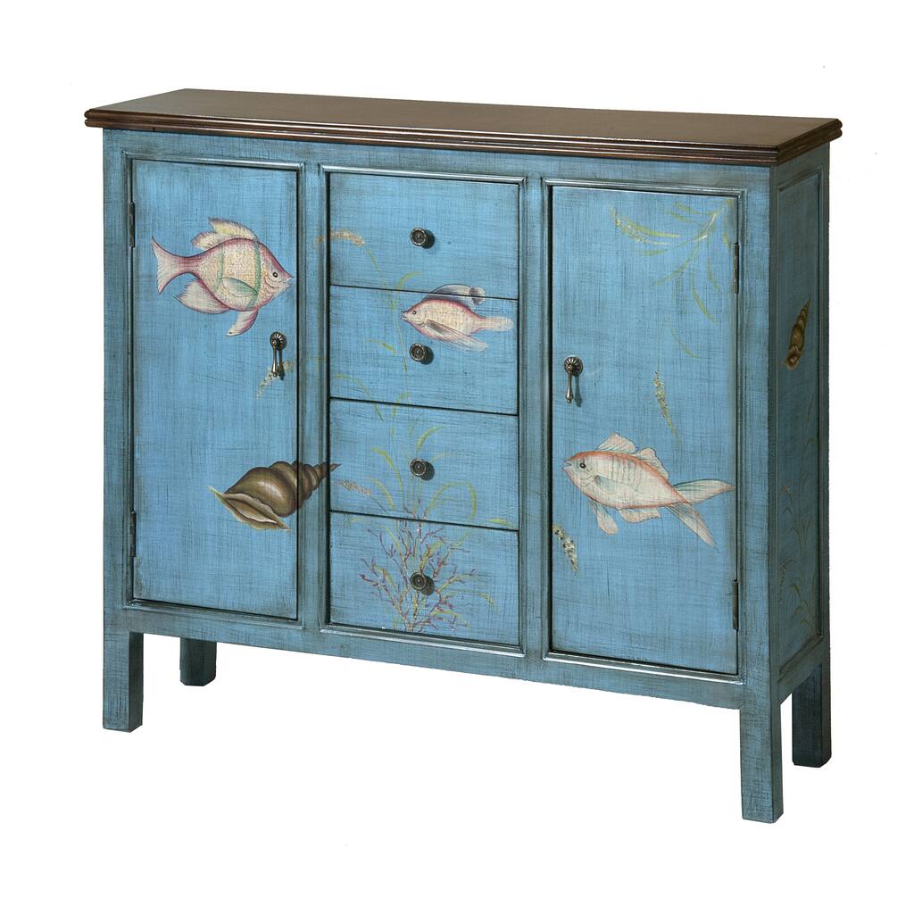 Bermuda Ocean Blue Wood Storage Cabinet - Overstock - 8662051