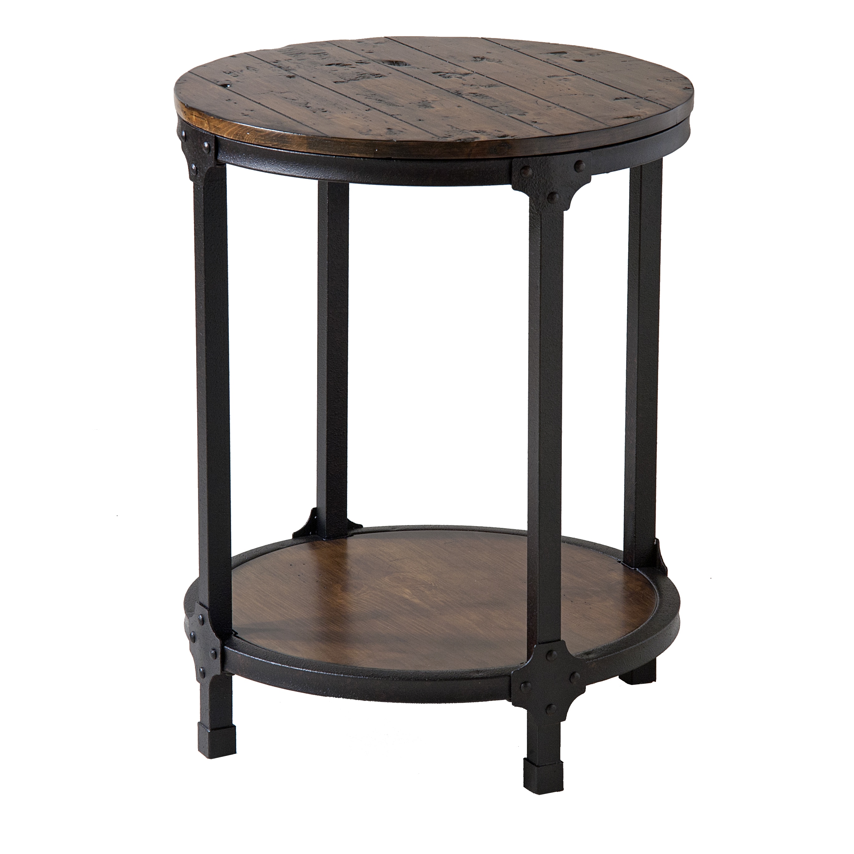 Kirstin Industrial Style Round End Table Black Black Transitional