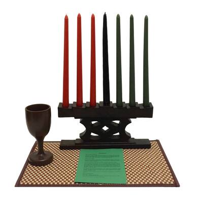 Hand-finished Adinkra Kwanzaa Candle Holder Set (Ghana)