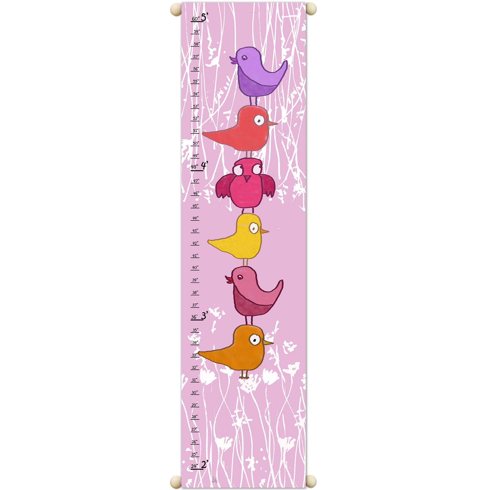 Pink   Purple Birds Growth Chart