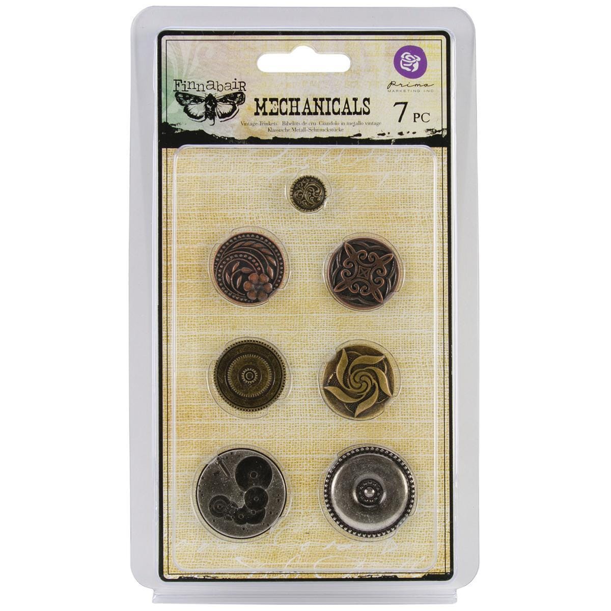 Mechanicals Metal Embellishments  Vintage Center 7/pkg