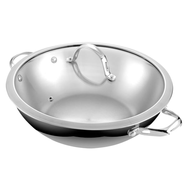 Shop Cooks Standard Stainless Steel 13-inch Covered Chef's Pan \/ Wok Pan - Overstock - 8662359