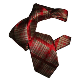 Dmitry Men's Red Plaid-Patterned Italian Silk Tie