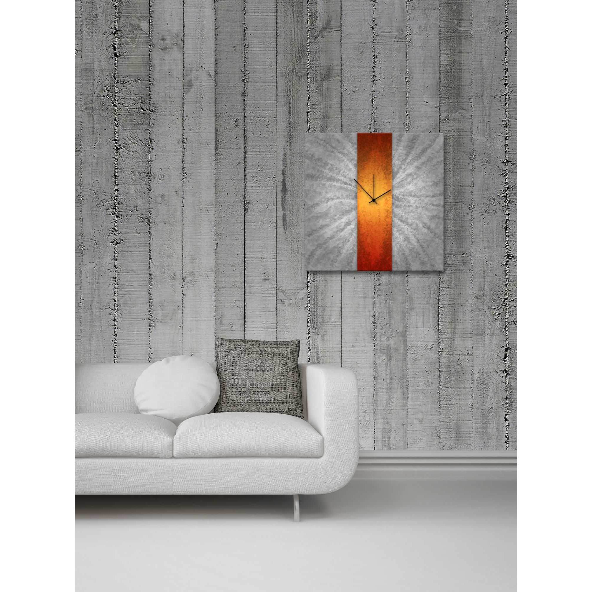 Orange Stripe Modern Metal Wall Clock