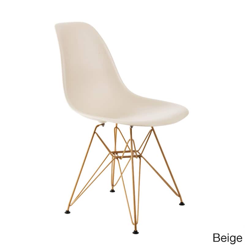 Design Guild Living Banks Chair with Gold Legs - Beige - Polypropylene - Plastic/Upholstered/Metal - Side Chairs