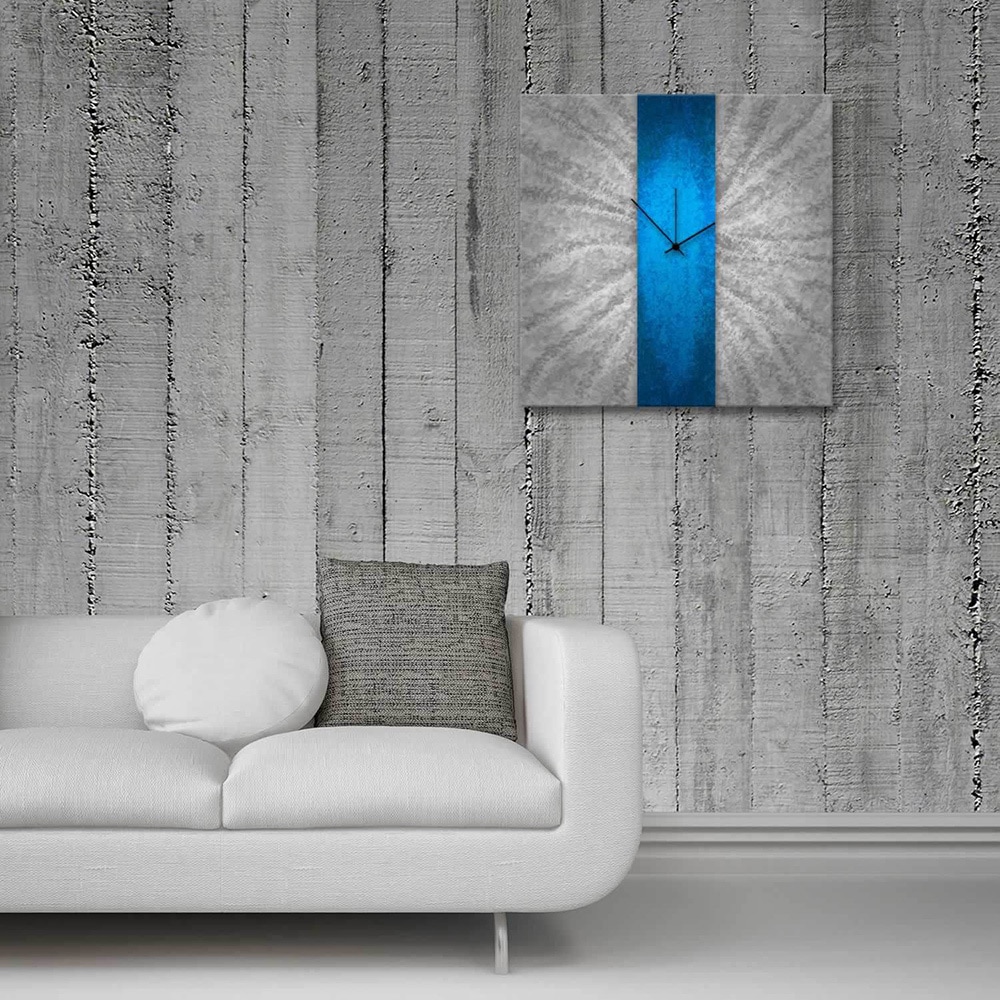 Blue Stripe Modern Metal Wall Clock