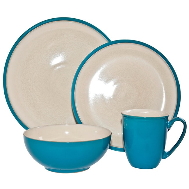 Denby Turquoise Dine 4 piece Place Setting Set