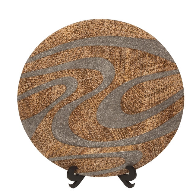 Tan And Silver Round Wall Disc