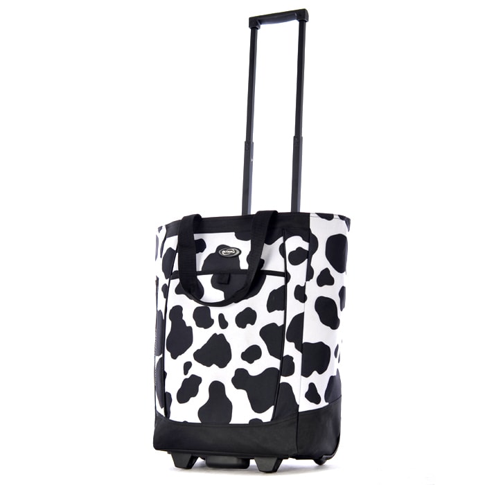 Olympia Cow Print 20 inch Fashion Rolling Shopper Tote