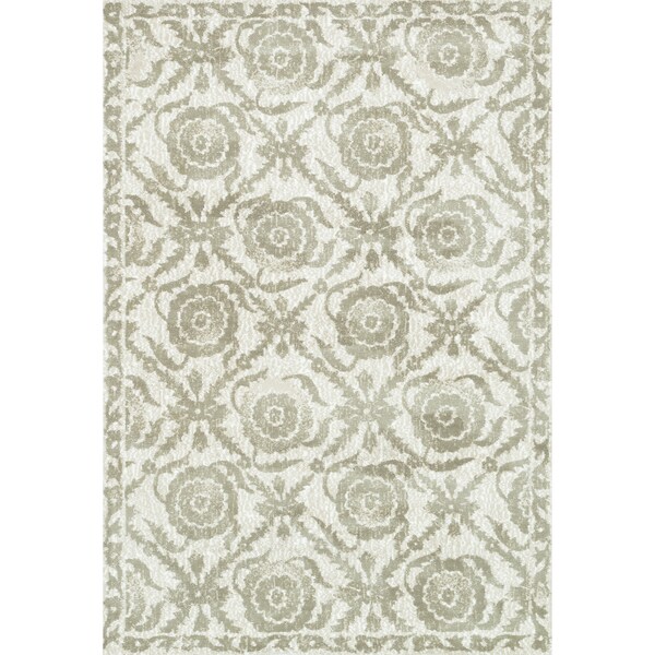 Shop Microfiber Woven Beige Transitional Rug 7'6 x 9'6 On Sale