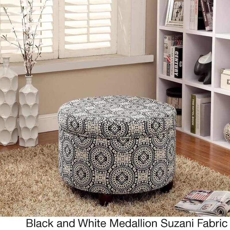 HomePop Round Storage Ottoman - Black/White