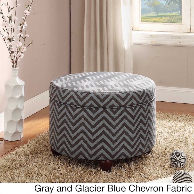 HomePop Round Storage Ottoman - Gray abd glacier blue