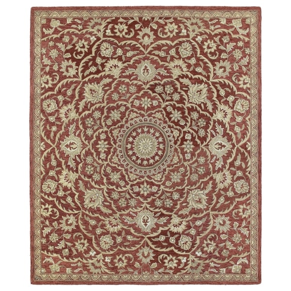 Hand-tufted Joaquin Red Medallion Wool Rug - 5' x 7'9