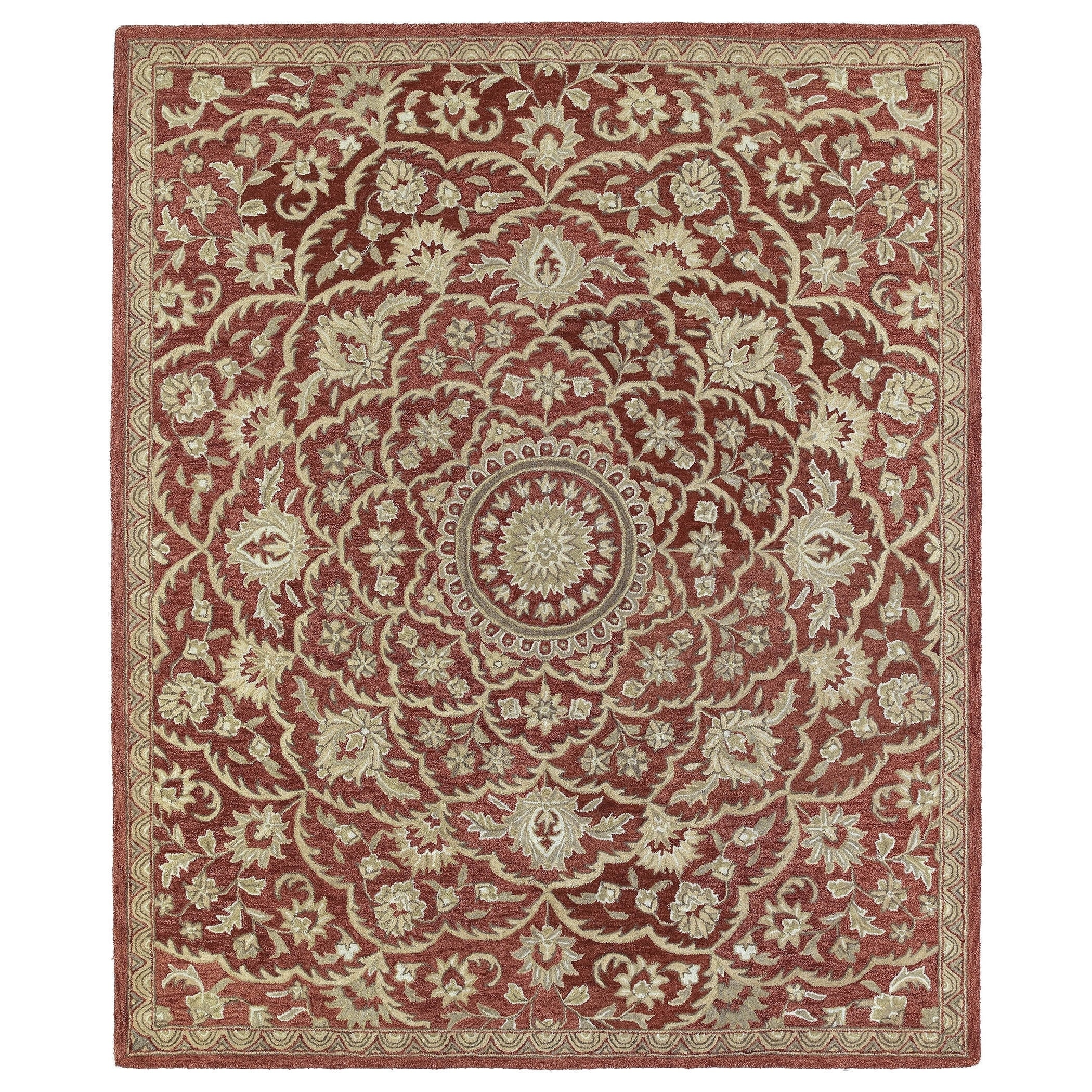 Hand tufted Joaquin Red Medallion Wool Rug (9 X 12)