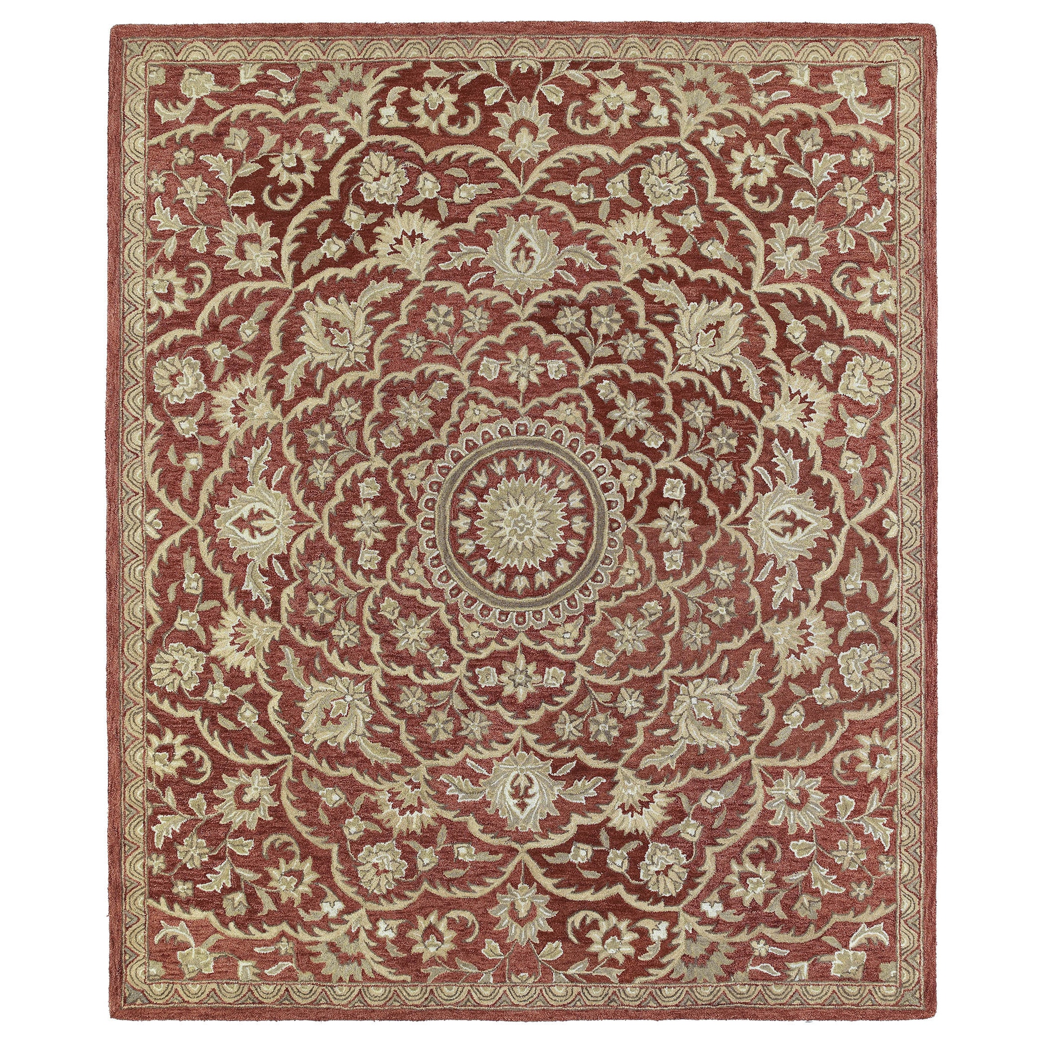 Hand tufted Joaquin Red Medallion Wool Rug (4 X 6)