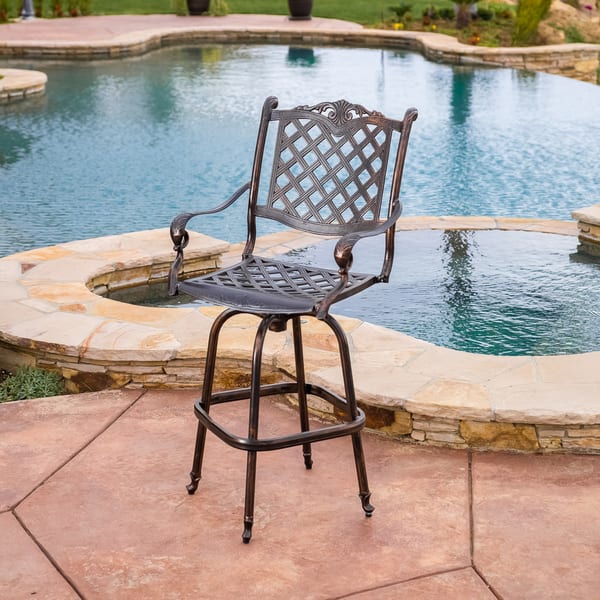 Shop Avon Cast Aluminum Copper Outdoor Bar Stool By Christopher