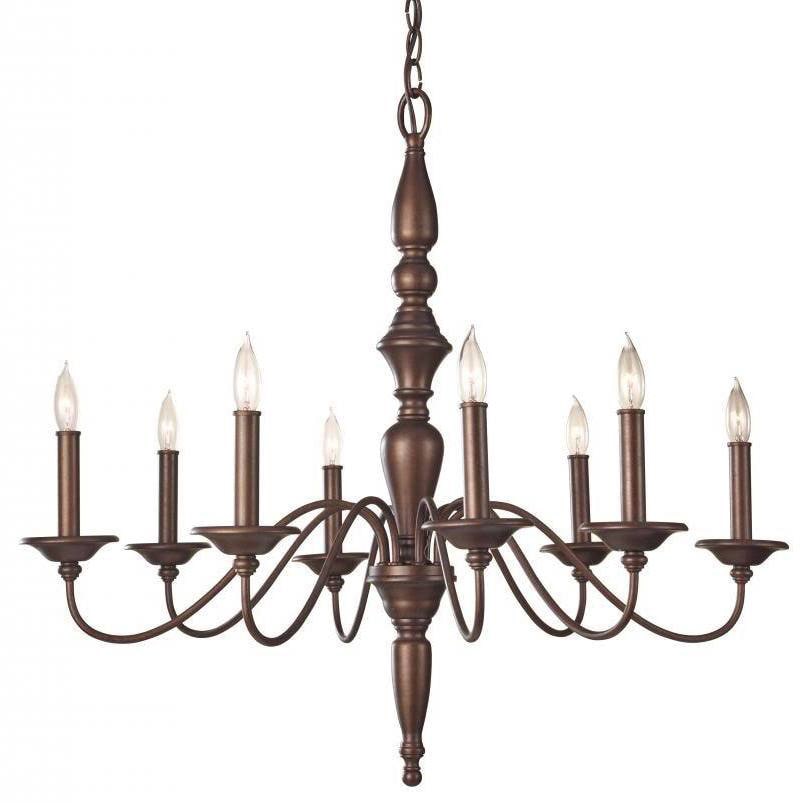 Yorktown Heights 8 light Prescott Bronze Chandelier